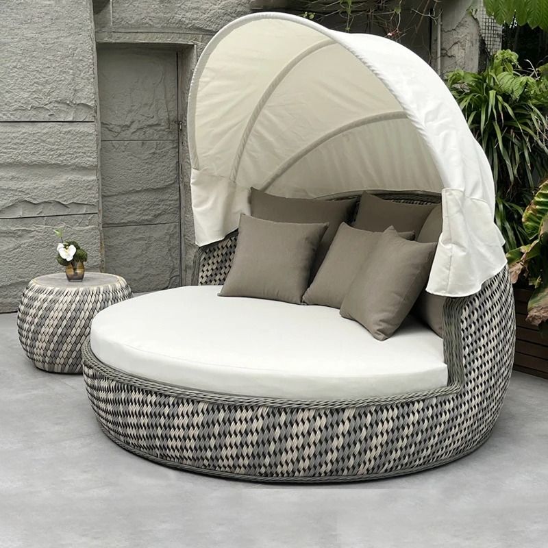 Outdoor Daybed Sofa - Lettino da giorno, rotondo, anti-UV, antiruggine,