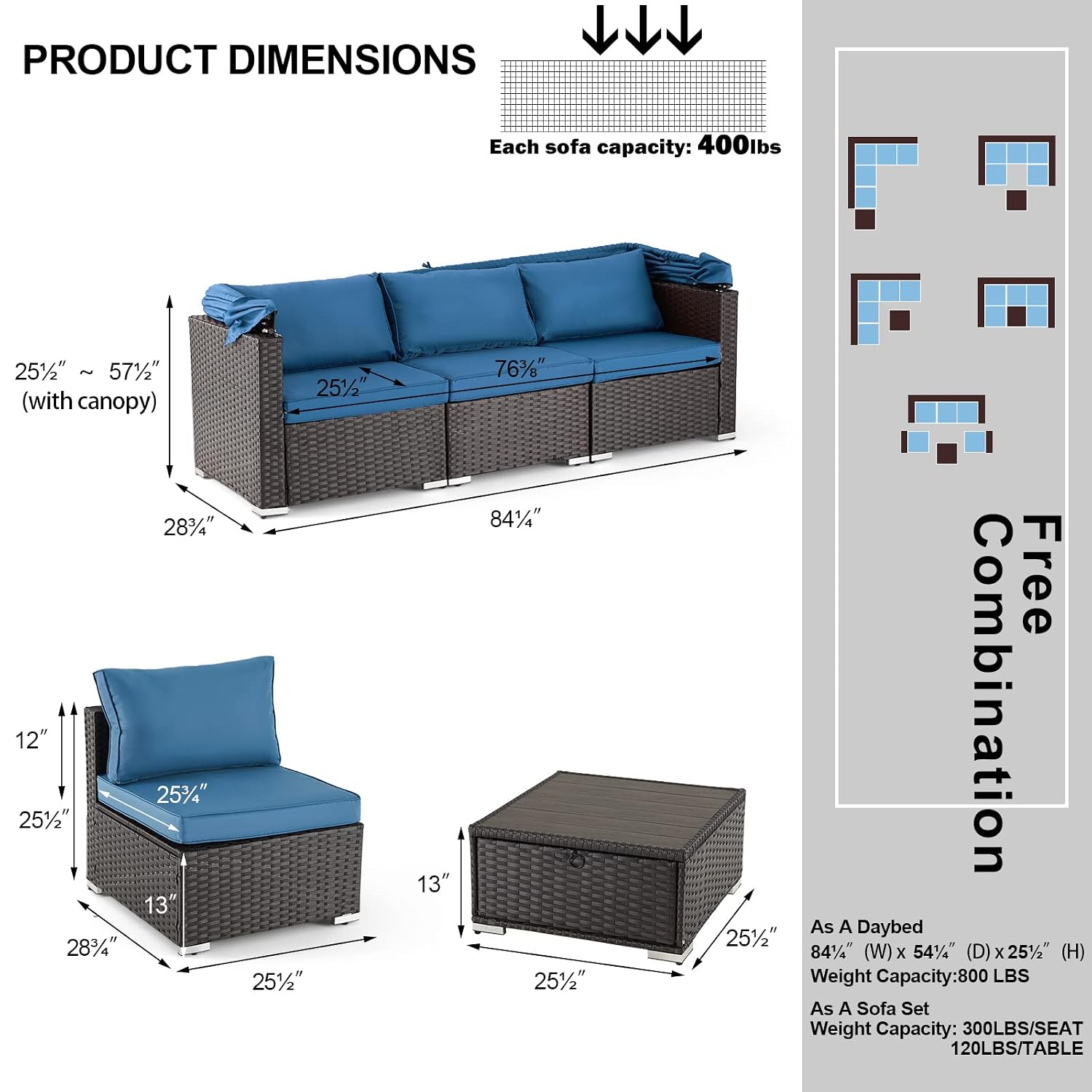Outdoor Daybed Sofa - Divano da esterno in rattan composto