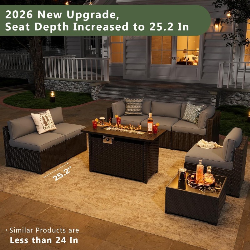 Outdoor Furniture With Fire Pit Table - Set di Mobili da Patio Aoxun