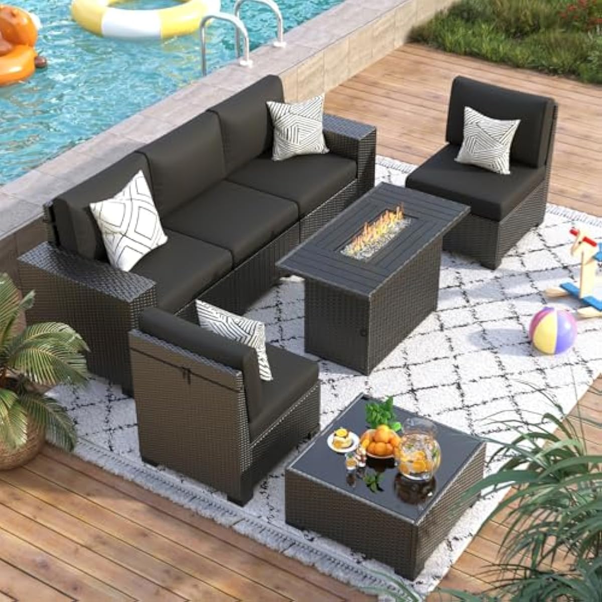 Set di divani modulari da este - Outdoor Furniture With Fire Pit Table recensione e prezzo