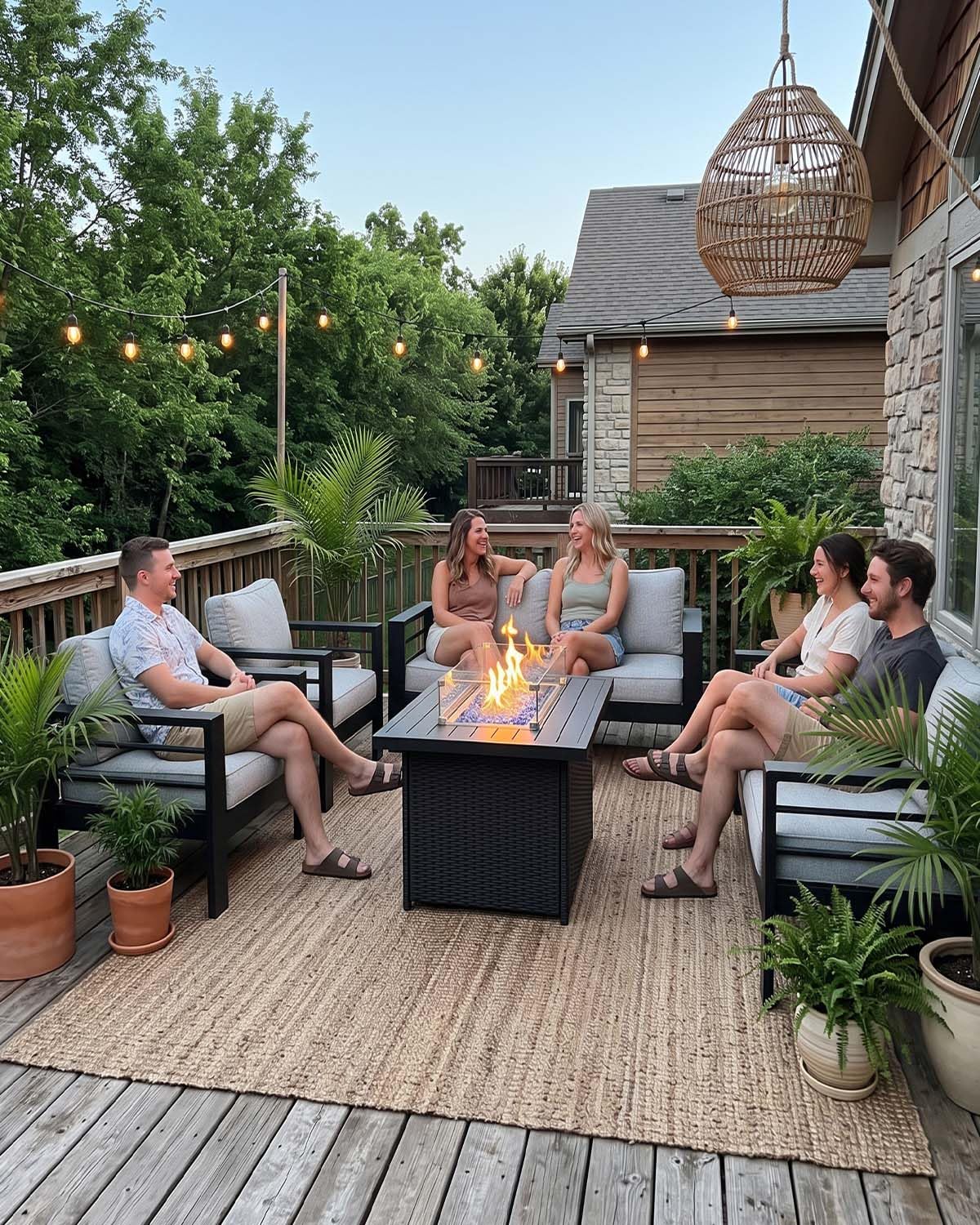 Set di mobili da esterno in al - Outdoor Furniture With Fire Pit Table recensione e prezzo