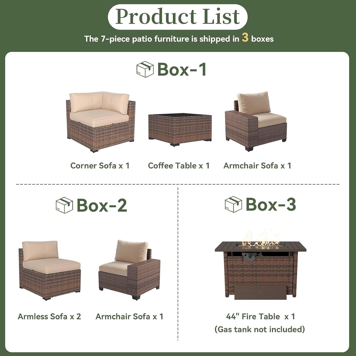 Set di Mobili da Patio a 7 Pez - Outdoor Furniture With Fire Pit Table recensione e prezzo