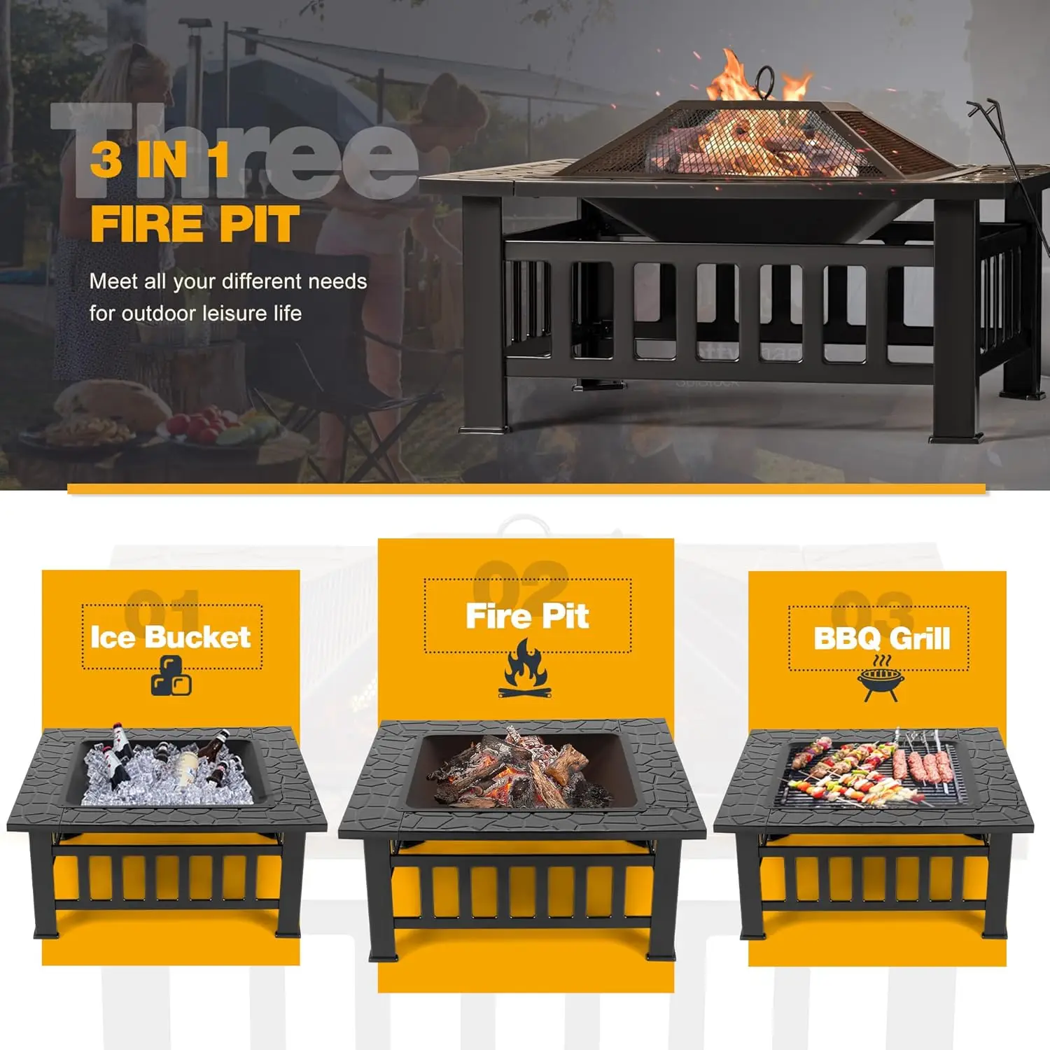 Braciere da Esterno, Tavolo co - Outdoor Furniture With Fire Pit Table recensione e prezzo