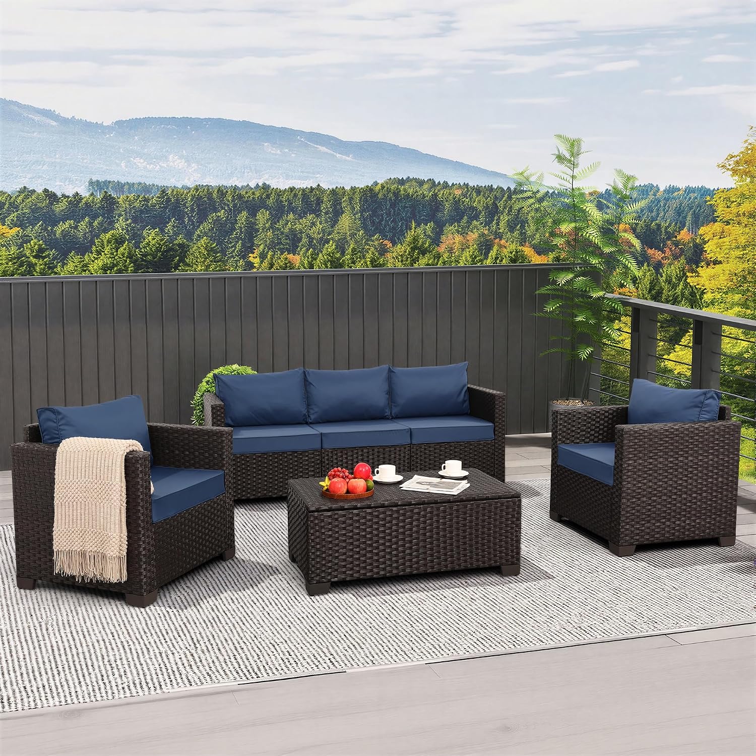 Set di Mobili da Patio a 4 Pez - Outdoor Furniture With Fire Pit Table recensione e prezzo