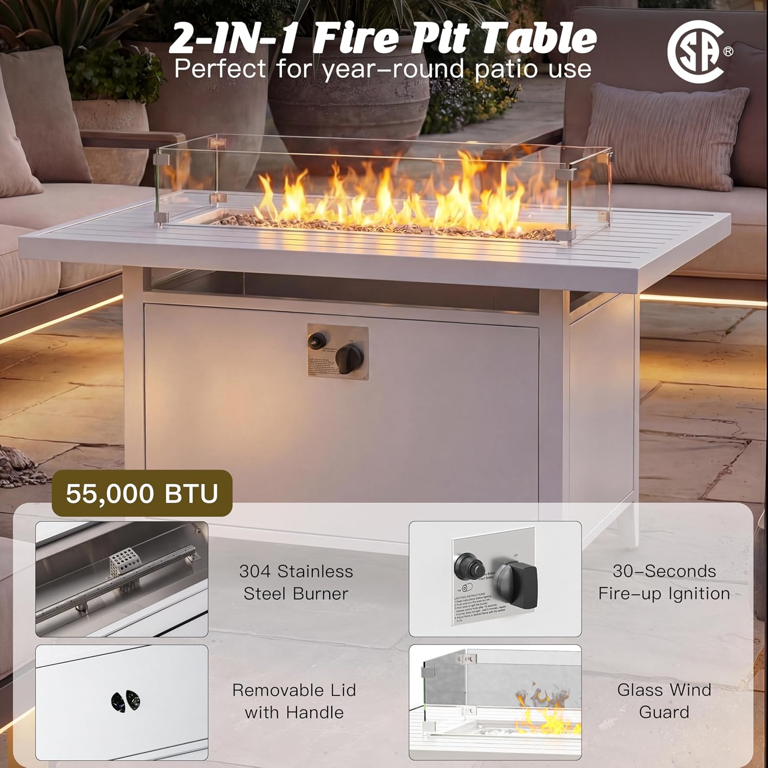 Set di Mobili da Esterno in Al - Outdoor Furniture With Fire Pit Table recensione e prezzo