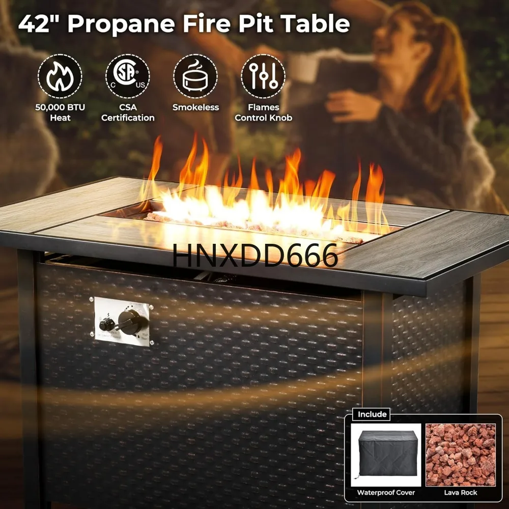 Set di Mobili da Esterno a 8 P - Outdoor Furniture With Fire Pit Table recensione e prezzo